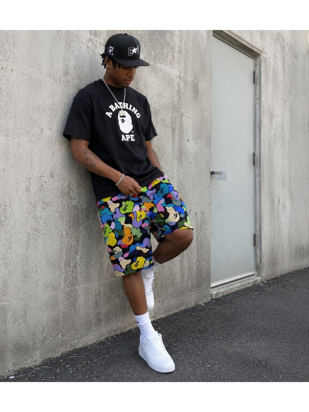 BAPE A Bathing Ape Milo Camo Multi Sweatshirt Black Sz L $675 {KK36}